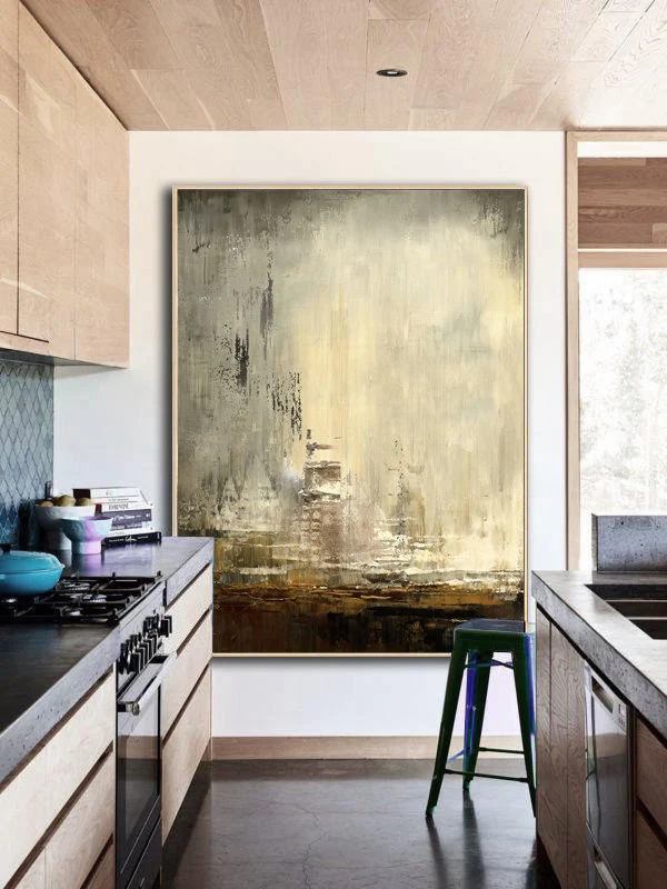 Contemporary Hand-painted Handmade Grey Urban Abstract Canvas Wall Art TIUQ4